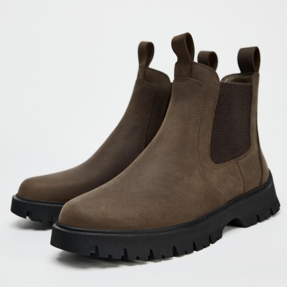 Zara Womens Suede Pull On Platform Ankle Boots Brown US 6.5  EU 37 - Picture 2 of 14